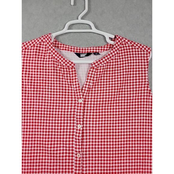 Lands' End Red Gingham Check Sleeveless Button Up Tank Women's Plus 2X - Picture 2 of 11